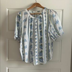 Lucky Brand Blue and Green Floral Blouse